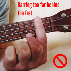 Barring too far behind the fret